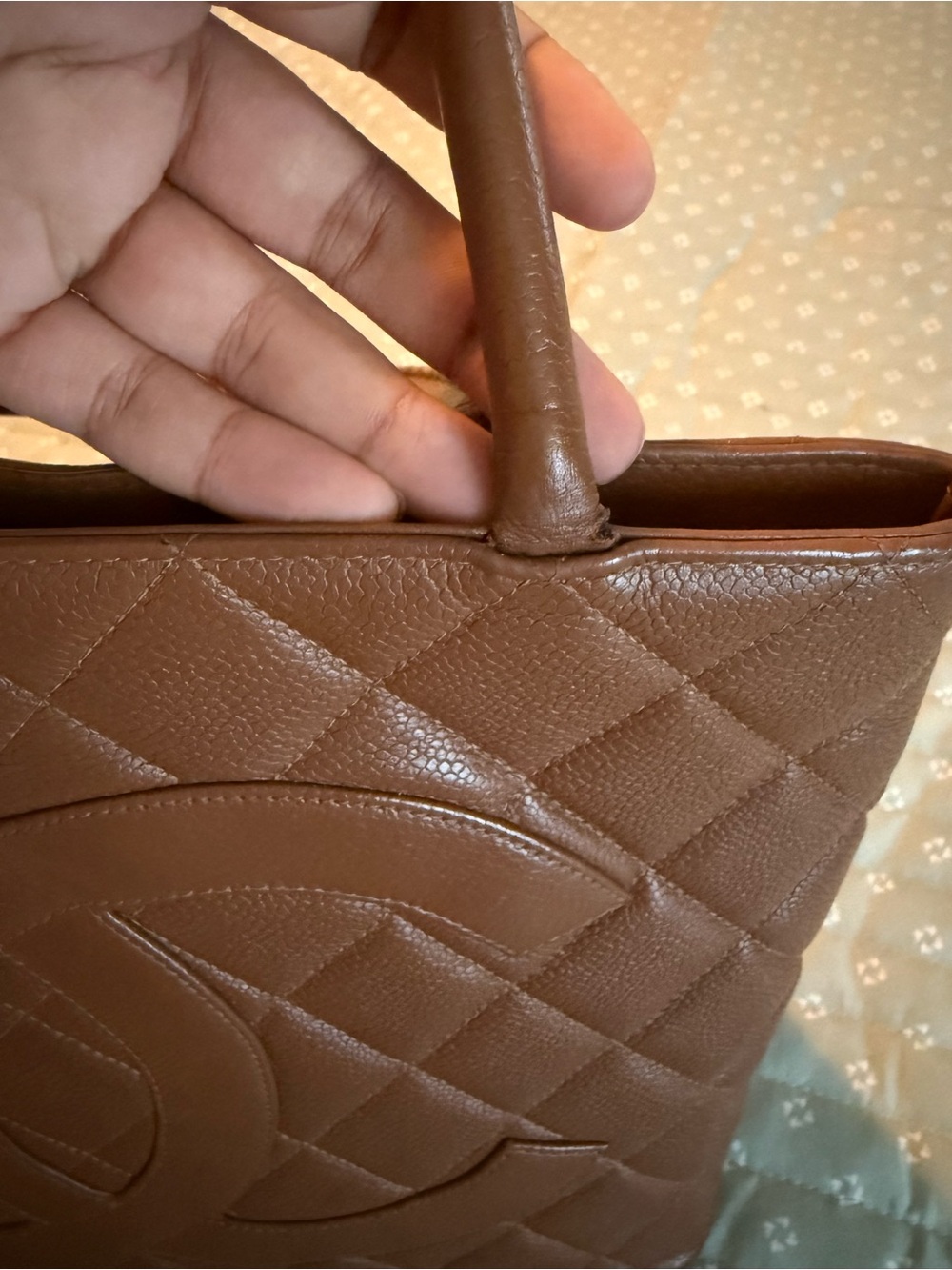 Chanel Caviar Brown Leather Quilted Medallion Tote - 24 Karat Gold - Picture 5 of 14